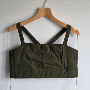 Everlane Perform Crop Top Bra Sport Bra In Dark Olive Green Sz L